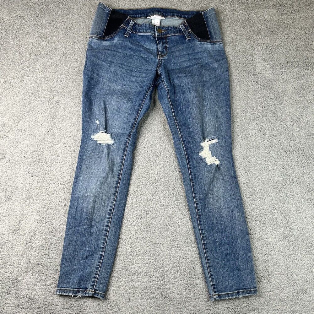 Ingrid & Isabel Jeans Womens 8 Maternity Skinny Side Stretch Panels Distressed
